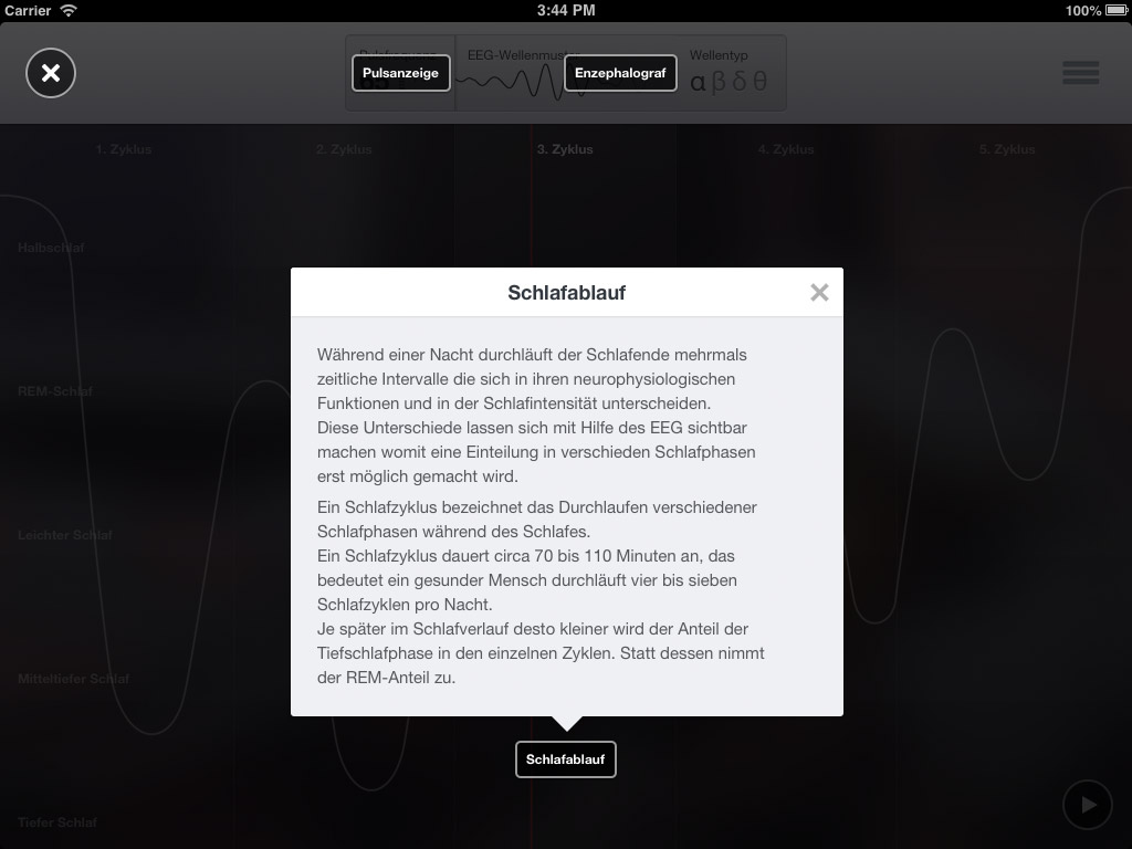 Sleep Anatomy Application Screenshot