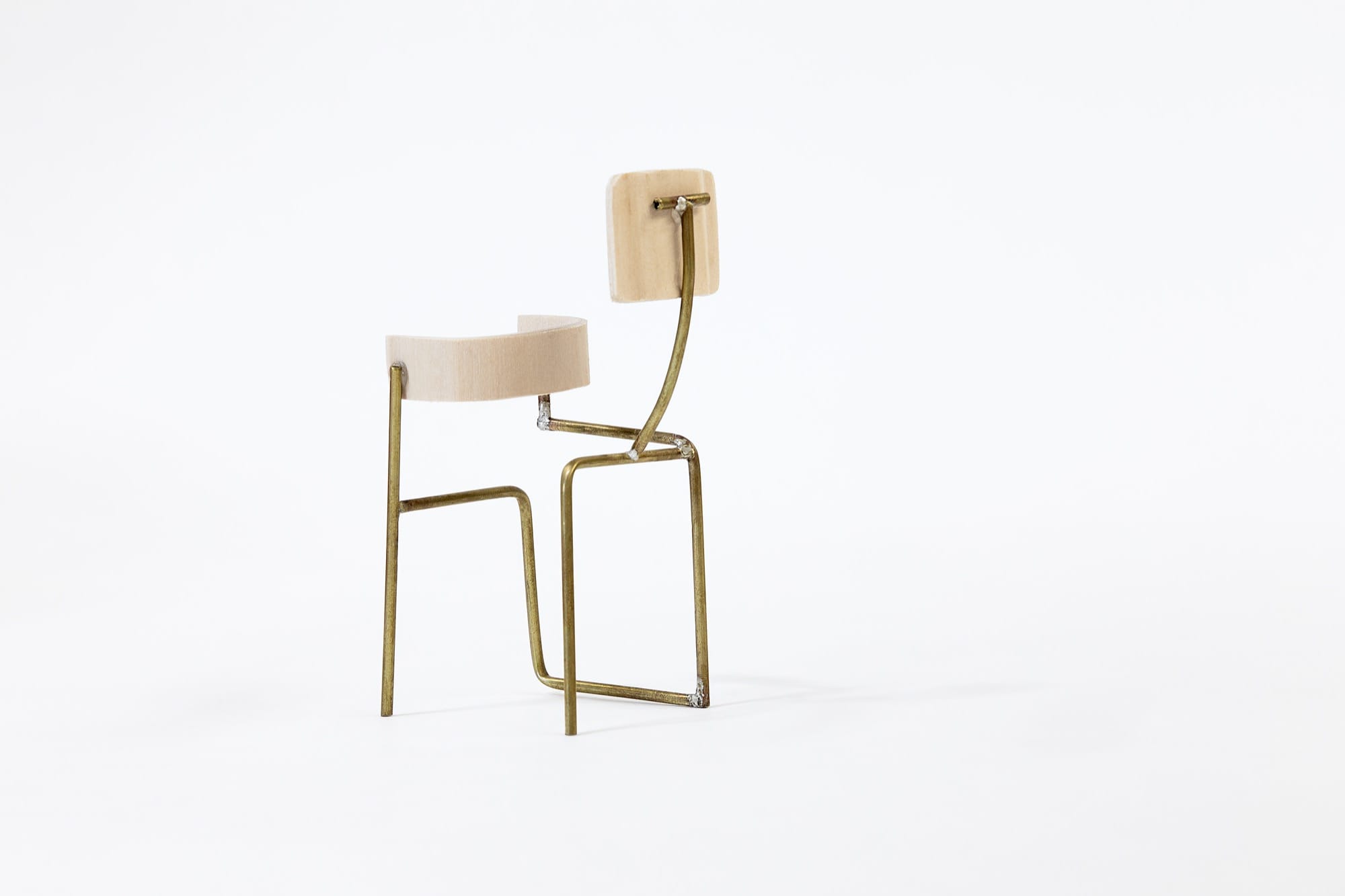 Egon Chair, Prototype (Scale 1:8), brass base, molded plywood