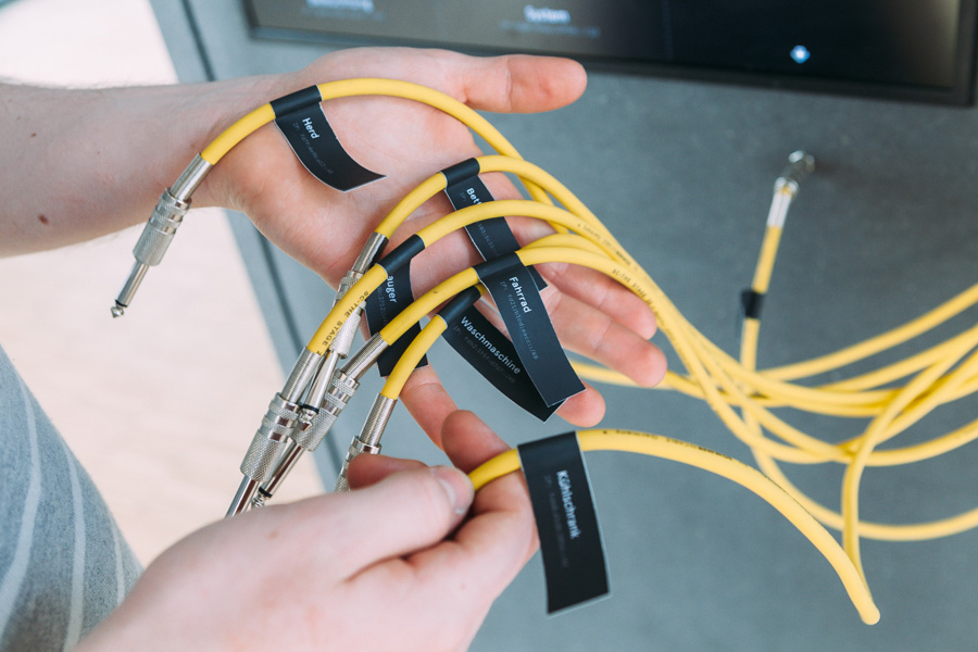 Closeup shot of the wires of the internet of things switchboard