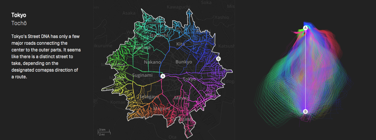 Tokyo, Urban Mobility Fingerprint and Street DNA graphs